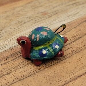 Very Adorable Turtle Handmade Handpainted Button Made of Clay